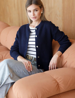 VILATTE / Жакет фактурной вязки из хлопка в стиле Шанель  фото 8