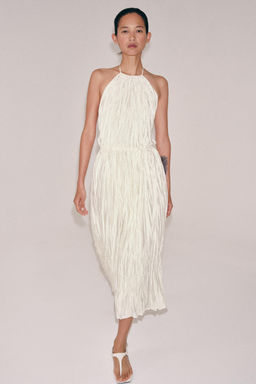 VESTIDO HALTER PLISADO ZW COLLECTION / Vainilla