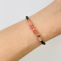 Браслет из Обсидиана и Родохрозита 16,5 см +