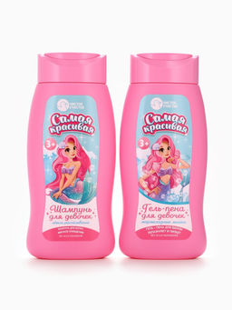 Набор детский Самая красивая, гель-пена 250 мл, шампунь 250 мл, мочалка 25 г, Чистое счастье  фото 3