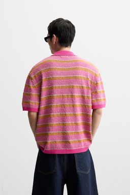 TEXTURED STRIPE KNIT POLO SHIRT - Zara фото 3