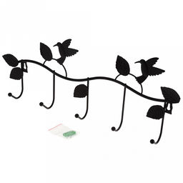 Вешалка-планка металлическая, окрашенная "Колибри" 5 крючков, 48х5х20,5см, цвет - черный матовый (Китай)