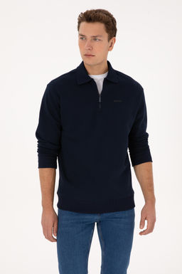 Erkek Regular Fit Yar_m Fermuarl_ Lacivert Basic Sweatshirt - U.s. polo assn фото 3