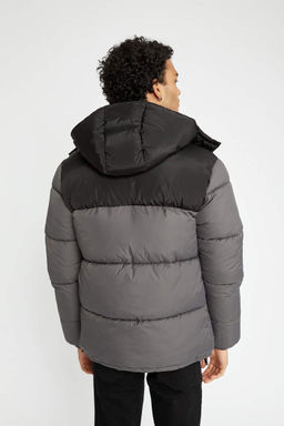 Водоотталкивающая куртка-пуховик стандартного кроя с капюшоном на полярной подкладке - Defacto фото 7