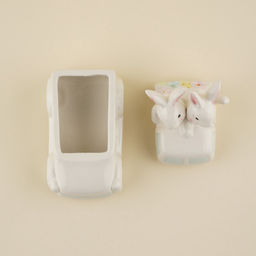 Конфетница SL Home «Пасхальные кролики», 17×10.5×17 см, доломит, белая