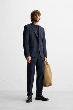 CHECKED TEXTURED WEAVE SUIT TROUSERS