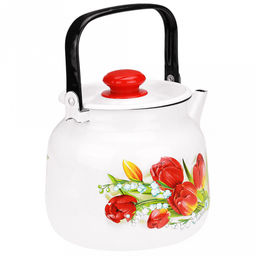 Ласковый май Чайник эмалированный 3,5л, д19,4см, h16,2см, s0,08мм, двойной слой эмалевого покрытия, металлическая крышка, металлическая подвижная ручка (Россия) - Домашняя мода фото 4
