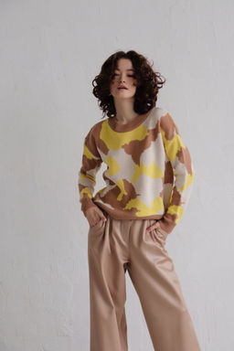 Джемпер бежево-лимонный с шерстью мериноса - Martichelli фото 5