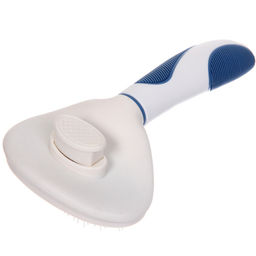 Расческа - пуходёрка для животных "ЛАПУСИКИ", коллекция БРО, прорезиненная ручка, цвет белый/голубой, 11.5*21.5см (блистер)