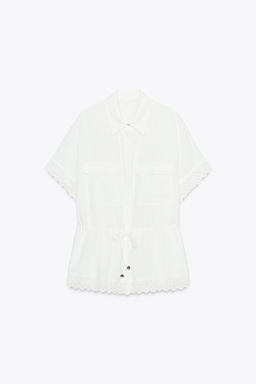 RAMIE SHIRT WITH LACE TRIM - Zara фото 8