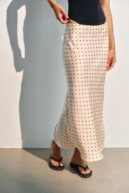 FALDA MIDI SATINADA / Crudo / Rojo - Zara фото 3