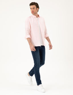 Pembe Regular Fit %100 Keten G_mlek