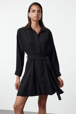 TRENDYOLMILLA Mavi Kusakl? Cizgili Mini Dokuma Gomlek Elbise TWOAW25EL00154  фото 2