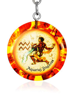 Янтарный брелок со знаком зодиака Водолей