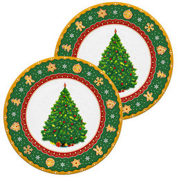 Набор тарелок десертных 2 пр. 19*19*2 см "Новогодняя елка" зеленый узор NEW BONE CHINA