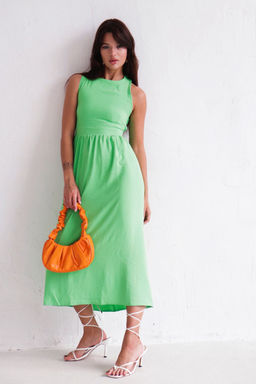 Платье с перекрещенными бретелями салатовое - Martichelli фото 3