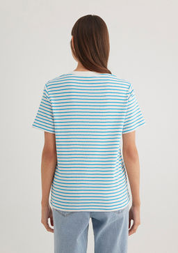 Mavi Logo Bask?l? Mavi Cizgili Tisort фото 4