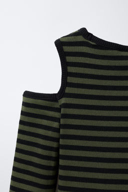 STRIPED RIBBED DRESS WITH CUT-OUT DETAIL - Zara фото 4
