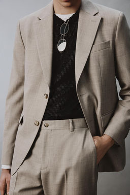 PANTAL?N TRAJE CONFORT CON LANA / Gris / Beige