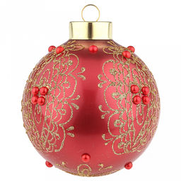 Елочная игрушка шар стеклянная д9,5см, красный металлик, ручная художественная роспись, подарочная упаковка (Россия) - Домашняя мода фото 3