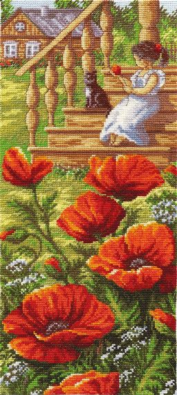 Набор для вышивания PANNA PS-1267 Маки у крыльца 15.5 х 35 см