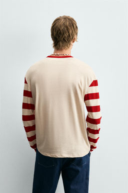 STRIPED CONTRAST T-SHIRT - Zara фото 3