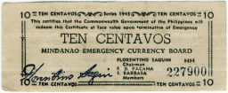 10 сентаво 1943 года Филиппины (Минданао, Администрация США)