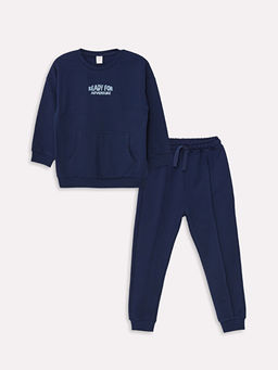 Bisiklet Yaka Uzun Kollu Basic Erkek Bebek Sweatshirt ve E?ofman Alt 2li