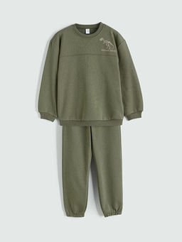 Dinozor Bask?l? Erkek ?ocuk Sweatshirt ve E?ofman Alt?