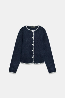 CONTRAST EMBROIDERED CARDIGAN - Zara фото 6