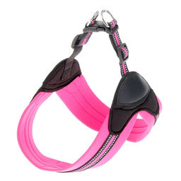 Шлейка супермягкая со светоотражающей прошивкой, обхват 62-69 см, розовая