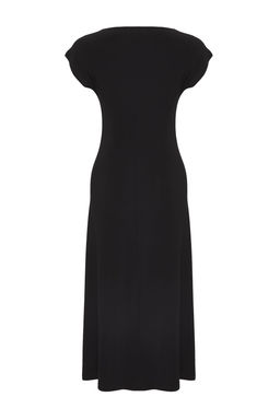 Kiremit Ay Kol Buzgu/Drape Detayl? Vucuda Oturan Esnek Maxi Orme Elbise TWOSS25EL00666 - Trendyolmilla фото 7