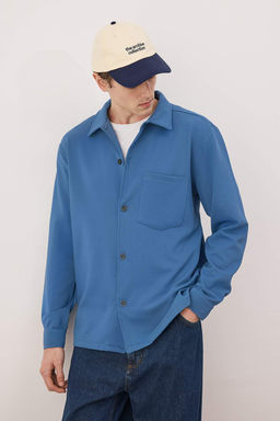 Lacivert Regular/Normal Kesim Dokulu Cep Detayl? Gomlek TMNAW26GO00027 - Trendyolmilla фото 2