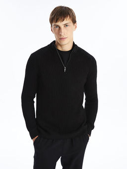 Dik Yaka Uzun Kollu Erkek Triko Kazak