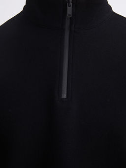 Fermuarl? Dik Yaka Erkek Kal?n Sweatshirt