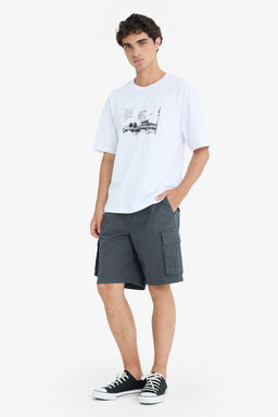 Kargo Fit Gabardin Bermuda _ort - Defacto фото 2