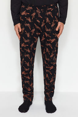 TRENDYOL MAN Siyah Regular Fit Bask?l? Orme %100 Pamuk Pijama Tak?m? TMNAW24PT00010 - Trendyolmilla фото 5