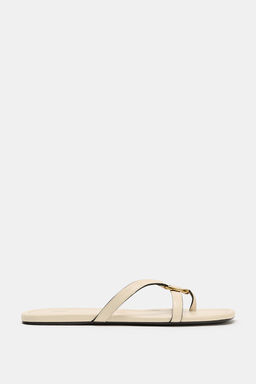 SANDALIA PLANA APLIQUE MET?LICO / Blanco - Zara фото 4