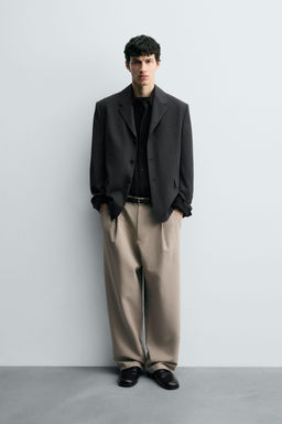 PANTAL?N RELAXED FIT PLIEGUES / Tostado claro