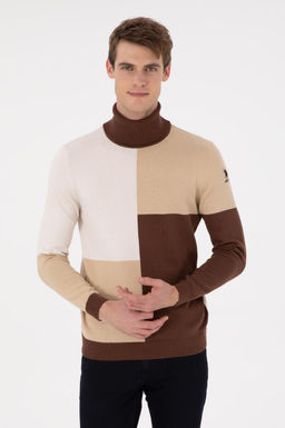 Erkek Slim Fit Bal_k__ Yaka Kum Kazak
