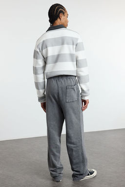 TRENDYOL MAN Antrasit Wide Leg Nervurlu Eskitme/Soluk Efektli Basic Esofman Alt? TMNAW25EA00007 - Trendyolmilla фото 5