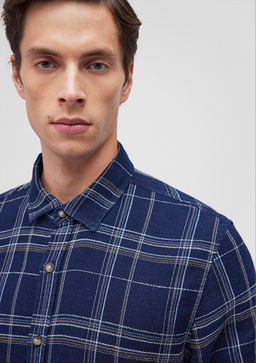 Kareli Lacivert Shirt - Mavi фото 5