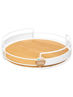 Поднос 27*27*6,5 см с металлическими ручками, круглый, бамбук - Elan gallery фото 6