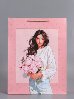 Пакет подарочный ламинированный «Букет радости», розовый, 33×42.5×10 см