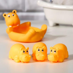 Резиновые игрушки для ванны Крошка Я «Мыльница: Бегемотики», 12 см, с пищалкой, в наборе 4 шт.