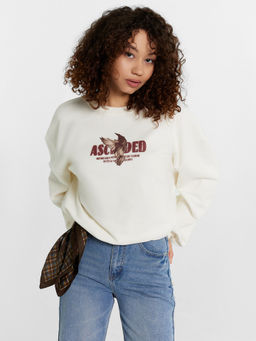 Свитшот женский кремовый с принтом молочный +печать 122935