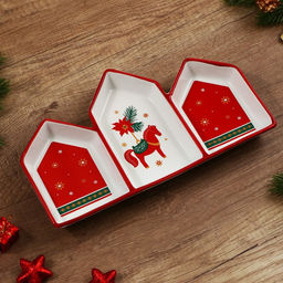 Менажница керамическая новогодняя «Новогоднее настроение», 26.5×15×3.5 см