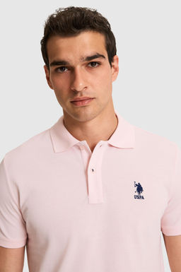Erkek Slim Fit Polo Yaka A__k Pembe Basic Ti__rt