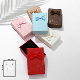 Цена за 6 шт. Коробочка подарочная под серьги, кольцо «Бантик», 5×8×2.5 см, МИКС