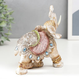 Фигурка полистоун «Слон в попоне с сапфирами», под дерево, 14×16×7.5 см